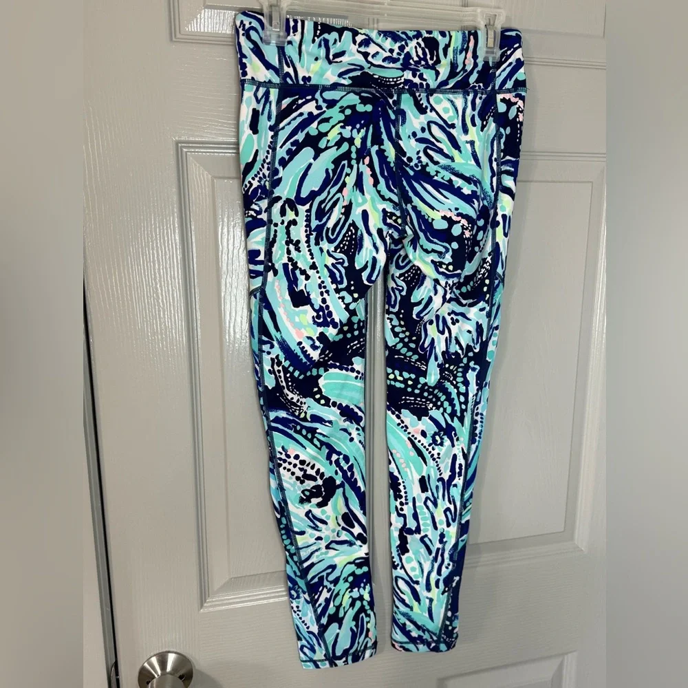 Lilly Pulitzer Blue and Teal Leggings| Medium - Picture 6 of 9